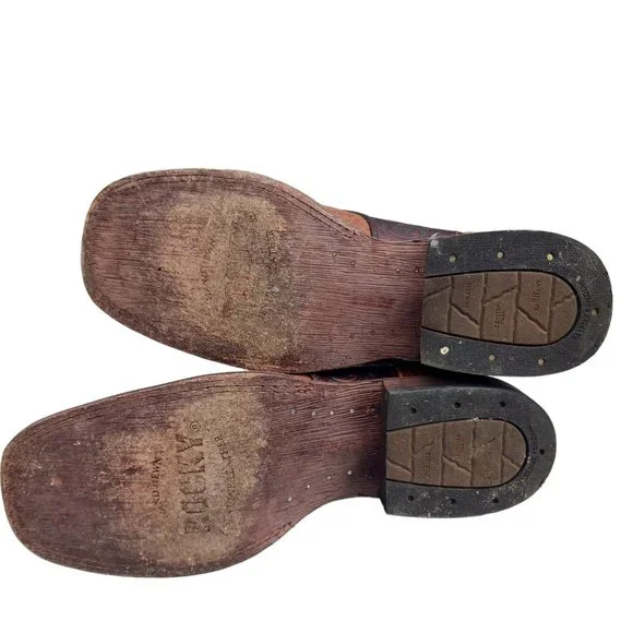 Rocky Brown and Blue Heeled Boots - Picture 5 of 6